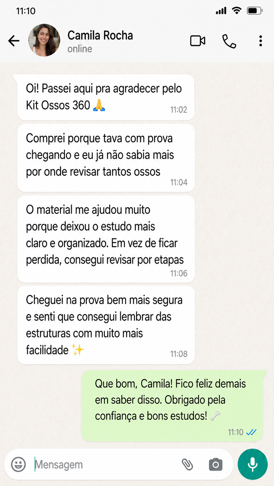 Depoimento de estudante 2 sobre o Kit Ossos 360