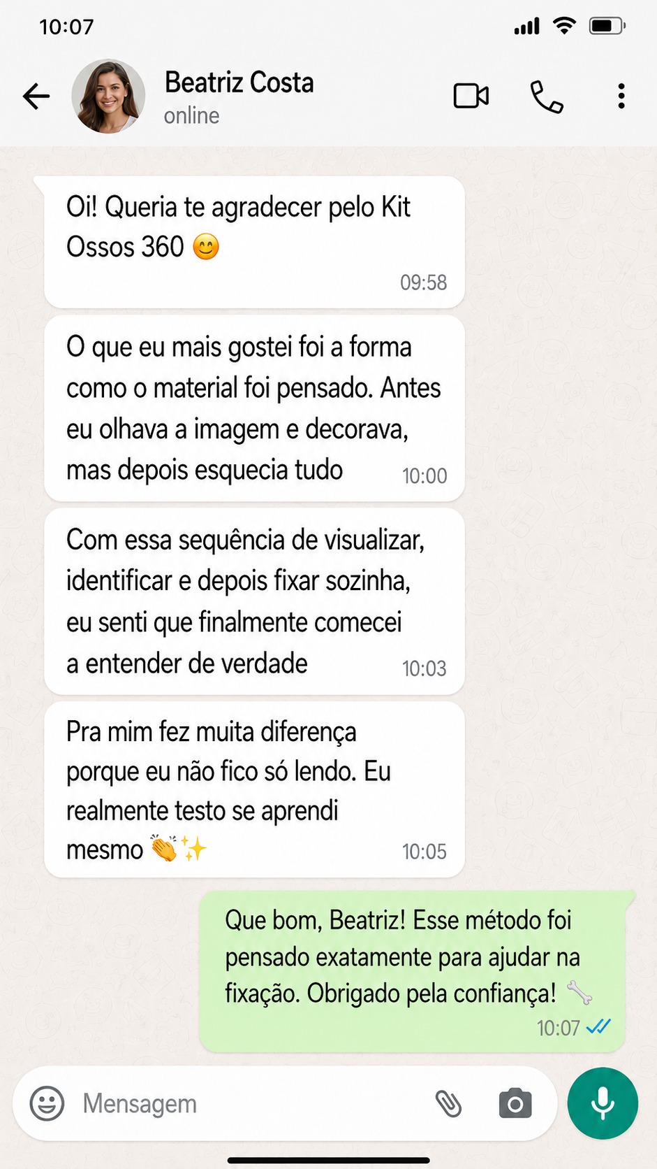 Depoimento de estudante 3 sobre o Kit Ossos 360
